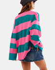 Color Block Half Zip Long Sleeve Sweater