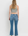 Light Gray Vervet by Flying Monkey Full Size Mid Rise Distressed Cropped Flare Jeans