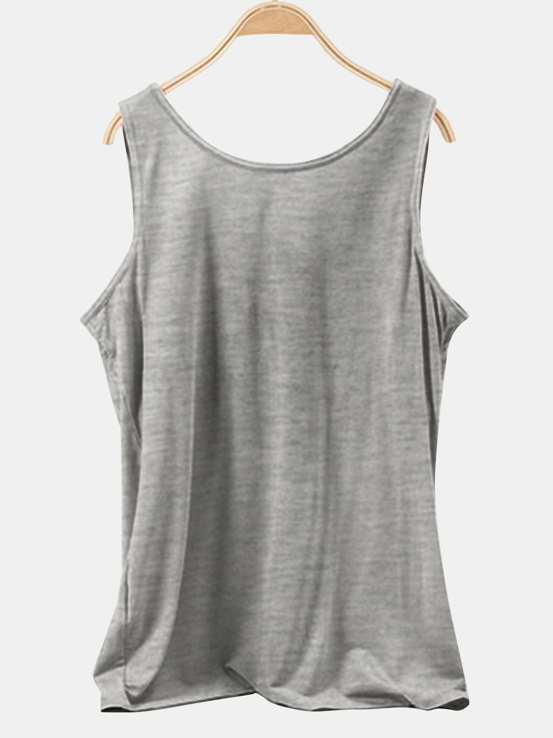 White Smoke Scoop Neck Wide Strap Tank