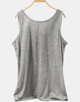 White Smoke Scoop Neck Wide Strap Tank