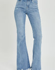 Light Gray Risen Full Size High Rise Frayed Hem Flare Jeans