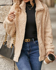 Fuzzy Pocketed Zip Up Jacket