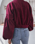 Lantern Sleeve Cropped Corduroy Jacket