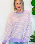 Striped Round Neck Long Sleeve Sweatshirt