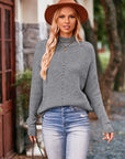 Mock Neck Rib-Knit Sweater