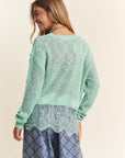 J.NNA Lace Detail Long Sleeve Knit Top