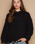 Black POL Cable Knit Cutout Long Sleeve Sweater