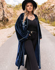 Plus Size Embroidery Open Front Long Sleeve Cardigan