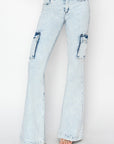 RISEN Full Size High Rise Cargo Flare Jeans