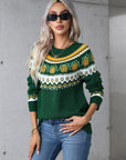 Angel Wings Geometric Round Neck Long Sleeve Sweater