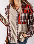 Plaid Patchwork Collared Neck Shacket