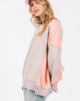 SAGE + FIG Color Block Round Neck Sweatshirt