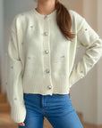 Heart Button Down Long Sleeve Cardigan