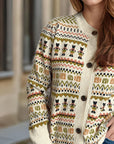 Graphic Button Down Long Sleeve Cardigan