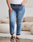 Gray Judy Blue Full Size Release Hem Cropped Bootcut Jeans Sentient Beauty Fashions Apparel & Accessories