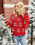 Reindeer Round Neck Long Sleeve Sweater