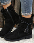 Suede Side Zip Round Toe Boots