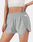 Gray Elastic Waist Active Shorts