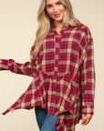 Haptics Plaid Button Down Sharkbite Shirt