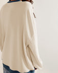 Light Gray Contrast Trim Round Neck Long Sleeve Sweatshirt