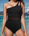 Cutout Single Shoulder One-Piece Swimwear