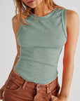 Curved Hem Round Neck Tank