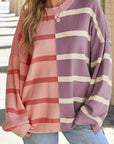 Contrast Striped Long Sleeve Sweatshirt