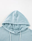 Drawstring Ruffled Dropped Shoulder Long Sleeve Hoodie