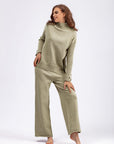 Basic Bae High- Low Turtleneck Long Sleeve Top and Pants Sweater Set