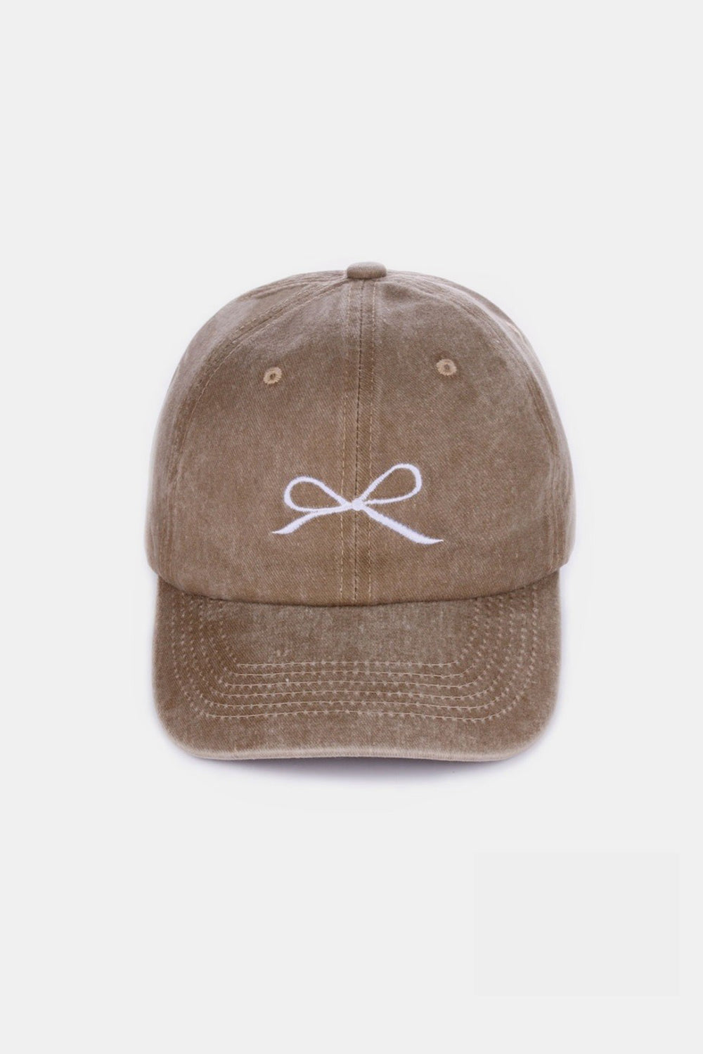 Dim Gray Zenana Bow Embroidered Washed Cotton Caps Sentient Beauty Fashions Apparel &amp; Accessories