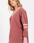 Misty Rose SAGE + FIG Mineral Wash Side Slit Contrast T-Shirt