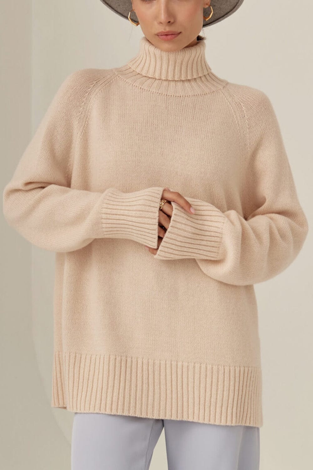 Turtle Neck Raglan Sleeve Sweater