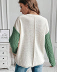 Double Take Full Size Color Block Drop Shoulder Sweater