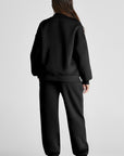 Black Quarter Zip Long Sleeve Top and Pants Set