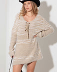 Thinkable Mixed-Stitch Front Tie Sweater Dress