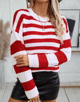 Striped Round Neck Long Sleeve Sweater