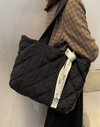 Quilted Nylon Large Tote Bag