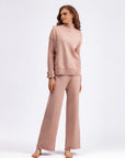 Basic Bae High- Low Turtleneck Long Sleeve Top and Pants Sweater Set