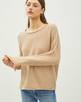 Be Cool Rolled Openwork Round Neck Sweater