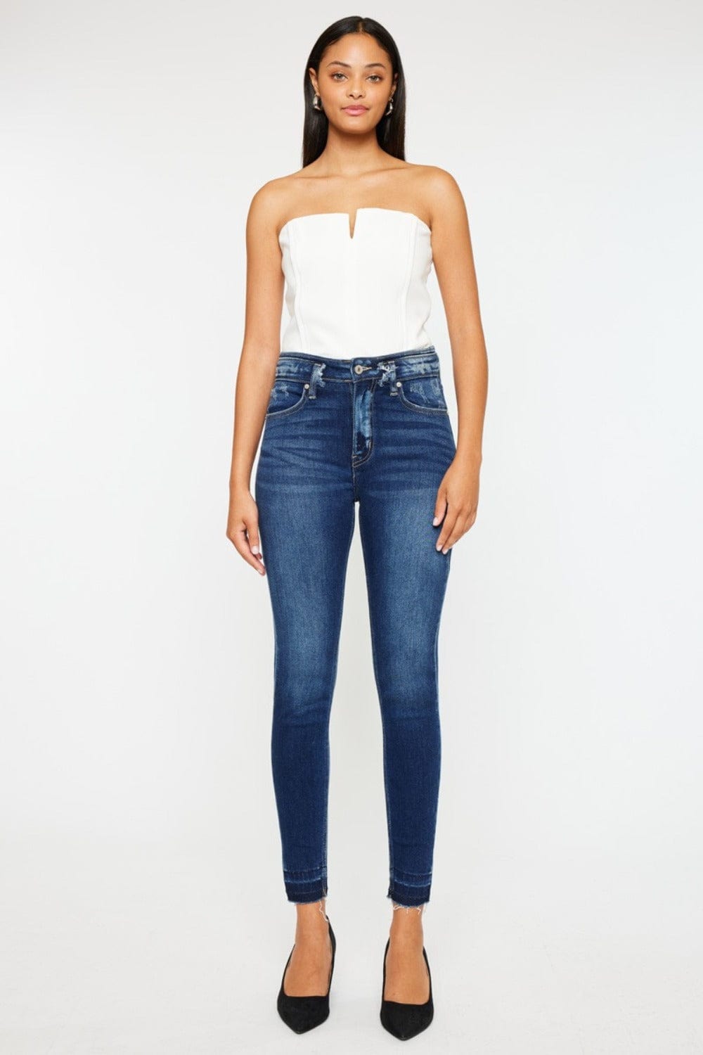 White Smoke Kancan Full Size High Rise Ankle Skinny Jeans