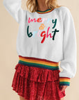 MERRY & BRIGHT Ribbed Round Neck Sweater