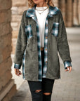 Plaid Contrast Dropped Shoulder Coat