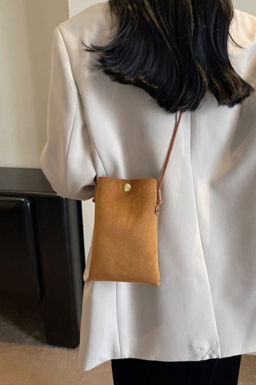 Suede Snap Down Crossbody Bag