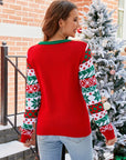 Christmas Tree Graphic Round Neck Sweater