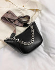 PU Leather Chain Trim Crossbody Bag