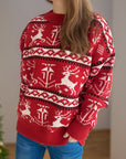 Christmas Element Round Neck Long Sleeve Sweater