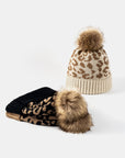 Leopard Pom-Pom Cuffed Beanie