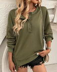 Devine Half Button Long Sleeve Sweatshirt