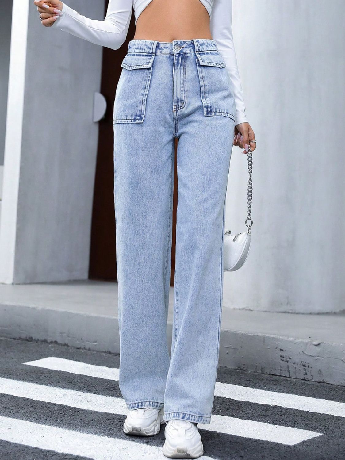 Dark Gray High Waist Straight Jeans Sentient Beauty Fashions Apparel & Accessories