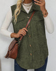 Button Up Collared Neck Vest Coat